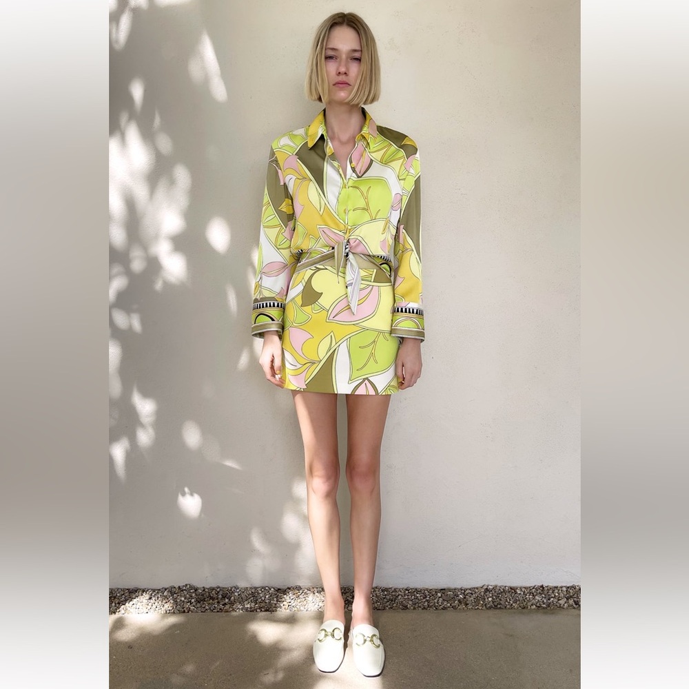 Zara Printed Shirt (S) and Skirt (M) Set